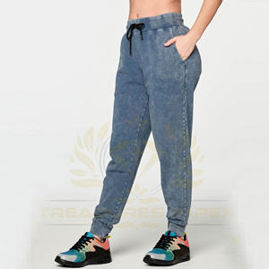 Mujer Casual cintura alta azul marino cintura elástica recta ajuste perfecto para Primavera Verano otoño comodidad Casual lavado ácido pantalón - Product Image 4