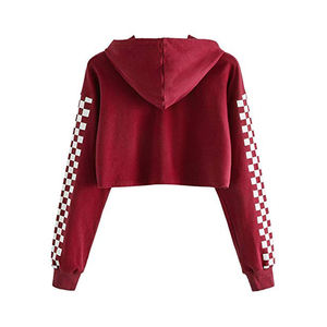 Top corto sostenible de alta calidad, sudaderas con capucha largas para mujer, estilo informal transpirable de primavera con logotipo frontal para invierno - Product Image 4