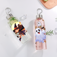 Bouteilles d'eau réutilisables en gros – Gobelets sportifs modernes en verre borosilicate transparent personnalisés, sans BPA, cadeaux d'Halloween