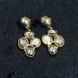 Pendientes de piedras preciosas de pirita natural de Latón chapado en oro hechos a mano colección de piedras preciosas sueltas con varios tamaños y 23,85 gramos de peso - Product Image 4