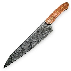 Vente en gros Couteau de chef professionnel en acier Damas Lame tranchante Personnalisé OEM Gravé Manche en métal cuivre Couteau de cuisine haut de gamme - Product Image 2