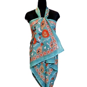 Produits les plus vendus – Fabricant indien – Sarong en coton imprimé à la main motif Fleur de Dieu Teal pour femmes indiennes – Paréo de plage en promotion - Product Image 5