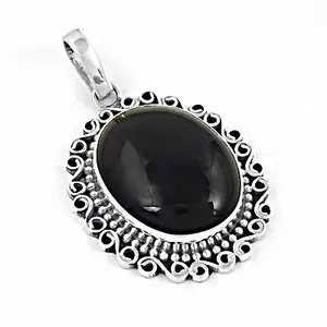 Pendentif en argent 925 avec onyx noir pour femmes, bijoux religieux en or rose, pierre précieuse, coupe émeraude, plaqué rhodium, platine, numéro principal - Product Image 2