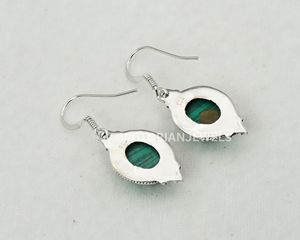 Pendiente de gancho de piedra de nacimiento de mes de abril de malaquita verde de sólida plata de ley 925 - Product Image 4