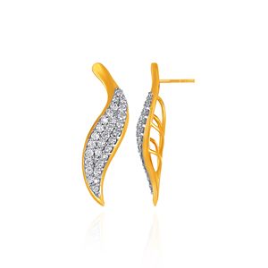 ต่างหูเพชรทรงโค้งทองคำขาว 14K หรูหรา ประดับเพชรทรงกลมเพาะเลี้ยงแบบ Pave ดีไซน์เรียบง่ายสำหรับใส่ทุกวัน - Product Image 3