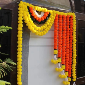 Plástico Artificial jazmín caléndula bellamente hecho a mano cuerdas de flores artificiales Diwali Ganpati Pooja templo Mandir Decoración - Product Image 1