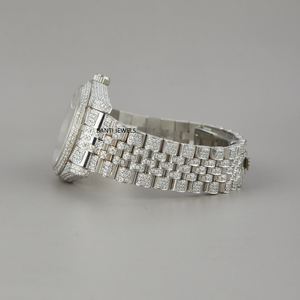 นาฬิกาหรูหรา ETA มอยส์ซาไนต์ สไตล์โบราณ เป็นมิตรกับสิ่งแวดล้อม ตัวเรือนสแตนเลส สไตล์ฮิปฮอป หน้าปัดเลขโรมัน กระจก สายยางขนาด 20 มม. วินเทจ - Product Image 3