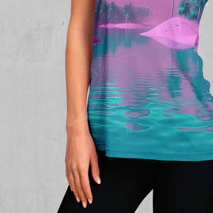 เสื้อกล้ามซับลิเมชั่นฤดูร้อนคุณภาพพรีเมียมสั่งทำพิเศษสำหรับผู้หญิง ระบายอากาศดี ดีไซน์ลำลองแบบ OEM พร้อมโลโก้ด้านหน้า ผ้าฝ้าย 100% - Product Image 4