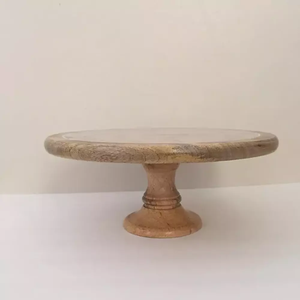 Soporte de pastel de madera de acacia hecho a mano para presentación de postre elegante Soporte de decoración de pastel de madera - Product Image 1