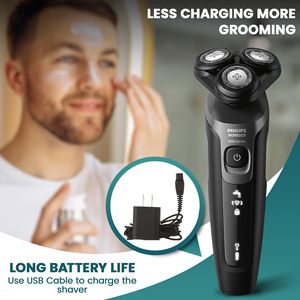 Rasoir électrique sans fil rechargeable pour hommes, rasoirs humides et secs avec tondeuse de précision, étanche IPX7 (version allemande) - Product Image 2