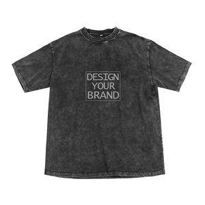Camiseta de lavado ácido Retro informal de alta calidad para hombre, ropa en blanco de algodón, camiseta Vintage de gran tamaño con logotipo personalizado - Product Image 1