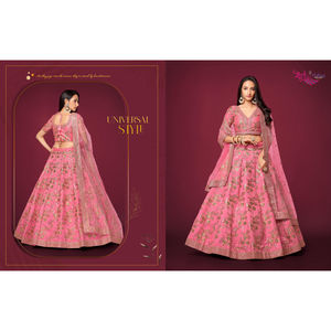Lehenga choli สีชมพูออกแบบพิเศษสำหรับงานแต่งงาน - Product Image 1