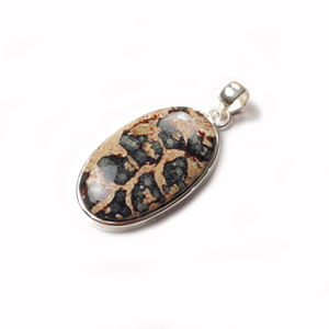 Pendentif en argent sterling 925 avec pierre précieuse fossile de crinoïde ovale |   Bijoux en fossiles naturels, prix de gros en vrac - Product Image 2