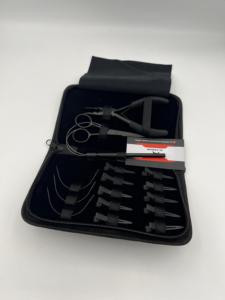 Kit d'outils de pinces d'extension de cheveux en acier inoxydable de qualité chirurgicale de couleur noire mate avec logo personnalisé en vente de gros - Product Image 3