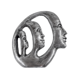 Sculpture décorative verticale en aluminium doré moderne et élégante, visage pleurant mobile, artisanat en métal pour table, anniversaire - Product Image 3