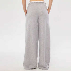 Pantalon de survêtement thermique pour femme, taille mi-haute, taille élastique, coupe ample, coton, jambe large, coupe-vent, respirant, streetwear, décontracté, hiver, ample - Product Image 6