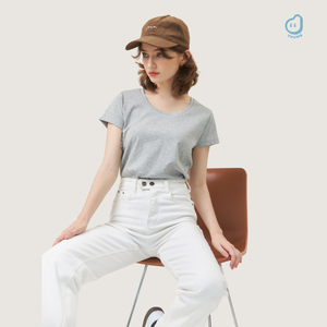 T-shirt court ajusté pour femme avec col à nœud et détails en maille - Jersey 100% coton respirant - Product Image 2