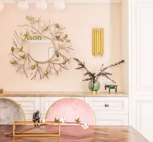 Espejo decorativo para colgar en la pared redondo de estilo moderno, Arte con pájaro, diseño de hierro personalizable, espejo de baño ecológico y duradero - Product Image 3