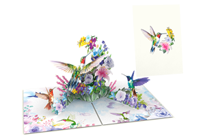 Cartes 3D Pop-up de la marque SEAPEARLS, fabriquées au Vietnam, motif Colibri et fleurs, impression numérique sur papier d'art couleur CMJN, finition mate/brillante/UV - Product Image 2