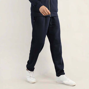 Conjunto Deportivo Casual Azul Marino para Hombre, Chaqueta con Cierre y Pantalones a Juego con Raya Blanca, 100% Algodón Felpa, Atuendo Atlético de Dos Piezas - Product Image 6