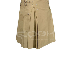 COSH KILTS Kilt utilitaire en coton marron avec bretelles réglables Poches tactiques et design robuste pour un confort quotidien - Product Image 4