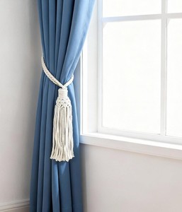 Attaches de rideaux en macramé, attaches de rideaux en corde de coton tissées à la main, accents de décoration bohème pour la maison - Product Image 2