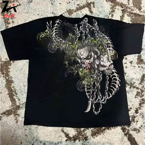 เสื้อยืดฮิปฮอปผู้ชายทรงโอเวอร์ไซส์ สไตล์ฮาราจูกุ ผ้าฝ้าย 100% เนื้อหนา ระบายอากาศดี คอกลม แขนสั้น สตรีทแวร์ ปรับแต่งได้ - Product Image 4