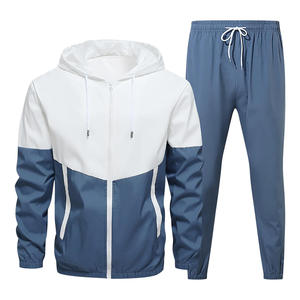 Conjunto de chándal blanco con cremallera completa para hombre con detalles, elegante atuendo de dos piezas para entrenamiento, gimnasio para trotar o informal - Product Image 4