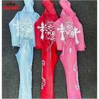 2024 último estilo personalizado conjunto de dos piezas Jogger serigrafía Sun Faded Acid Wash hombres chándal por Elegant Sports
