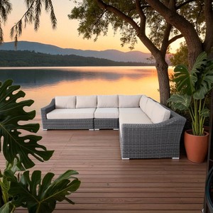 Poly Rattan PRSF-126A Faux <b>Wicker</b> <b>Furniture</b> Set Big <b>Outdoor</b> Patio Leisure Sectional Seating Shaped for Garden out door space - Product Image 2
