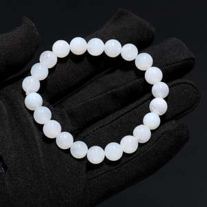 100% Natural Blue Lace Agate 8 mm Beaded Round <b>Bracelet</b> 7 Inches <b>Ball</b>-shaped for Gift - Product Image 1