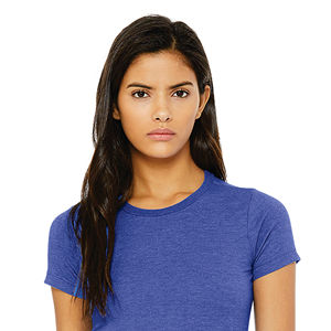 Bandes d'épaules plus longues, longueur du corps 100% Airlume peignée et anneau en coton filé 32 simple 4.2 oz, Heather True Royal, coupe Slim pour femmes - Product Image 4
