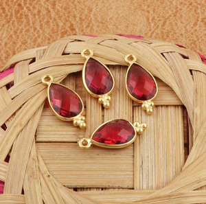Colgante de pera de cuarzo rosa Piedra preciosa 12x8mm Forma de pera Briolette Cut 18K Oro Vermeil 925 Conjunto de bisel de plata esterlina Encanto de moda - Product Image 5