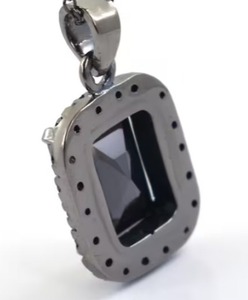 Colgante de moissanita redondo negro de Plata de Ley 925, joyería de Hip Hop, colgante de diamante personalizado, colgante de moissanita - Product Image 3