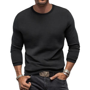 Camiseta de Manga Larga Casual Ajustada para Hombre de Invierno, Patrón de Gofres, Cuello Redondo, Ropa Deportiva Sólida, Camisetas Polo - Product Image 5