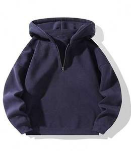 Sudadera con capucha y cremallera de cuarto de peso pesado del fabricante de servicios OEM sudaderas con capucha de hombre con cremallera de cuarto de lana de algodón de alta calidad - Product Image 1