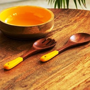 Meilleures ventes en Inde : Ensemble de saladiers en acacia, accessoires écologiques, compatibles lave-vaisselle, ustensiles de cuisine, fabriqué en Inde. - Product Image 2