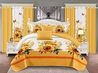 Ensemble de literie King Size 8 pièces imprimé moderne de qualité supérieure avec rideaux, drap plat, drap-housse et 4 taies d'oreiller, prêt à l'emploi