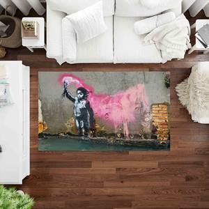 Alfombra con diseño de niño migrante de Banksy: arte de grafiti, fácil de limpiar, alfombra impresa, alfombra delgada no tejida - Product Image 2
