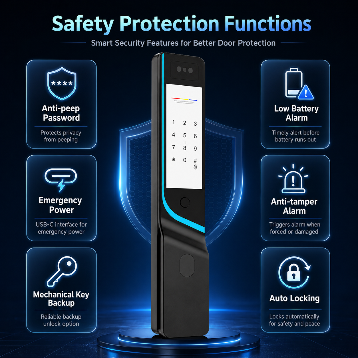 Tuya Wifi Dual Screen Visual Smart Door Lock with 6.8 Inch Front HD Screen 4.5 Inch IPS Indoor Display and Face Recognition · image 6