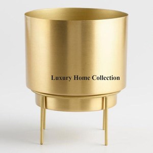 Latest Arrival Metal Decorative Set of 3 Planters and <b>Pots</b> <b>Stand</b> Gold Color <b>Pots</b> and Black Color Frame or <b>Stand</b> for Garden Ware - Product Image 3