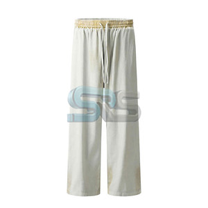 Pantalones de chándal de cintura alta para hombre, pantalones de chándal de algodón lavado con logotipo personalizado, ropa de calle transpirable, holgados, novedad - Product Image 6