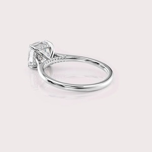IGI Certified Cushion Cut Lab Grown Diamond Engagement <b>Ring</b> Solid 925 Sterling Silver Solitaire Diamond <b>Ring</b> for Women - Product Image 5