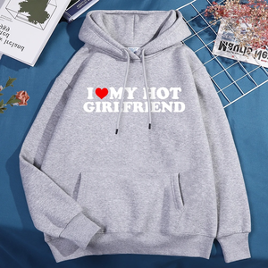 Drop Shoulder I Love Hot Girlfriend Print Men Women Hoody Cute Crewneck Hoodies Casual Crewneck Pullover Hoodies - Product Image 5