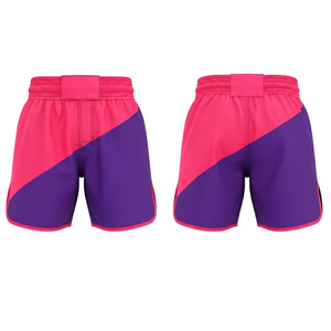 Pantalones Cortos de MMA y Boxeo Profesionales con Logotipo Personalizado, Pantalones Cortos Bicolor Rosa y Morado, Transpirables - Product Image 3