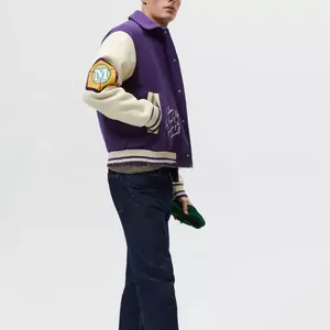 เสื้อแจ็กเก็ตบอมเบอร์สำหรับผู้ชายเสื้อเบสบอลแบบปักลายตัวอักษรอะนิเมะคอตั้ง - Product Image 2