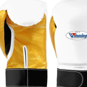 Gants de boxe professionnels en cuir noir et or blanc, avec fermeture velcro au poignet, pour l'entraînement et le sparring, pour hommes et femmes - Product Image 2