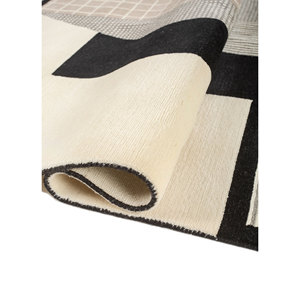 Alfombra de Lana Anudada a Mano Aiwl-3066, Color Marfil, Diseño Geométrico Boho Rectangular, para Entrada, Pasillo, Estilo Abstracto Tabriz, Hecha a Mano - Product Image 2