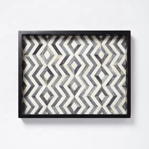 ถาดเสิร์ฟงานฝีมือทำมือจากเรซิ่นและไม้ MDF ลายฝัง  รักษ์โลก  ขนาดและสีตามสั่ง คุณภาพงานฝีมืออินเดีย สำหรับตกแต่งบ้านและโรงแรม - Product Image 1