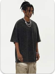 Camiseta de Algodón 100% de Alta Calidad, Lavada al Ácido, Tejida, Gruesa, Formal, Holgada, para Hombre - Product Image 2